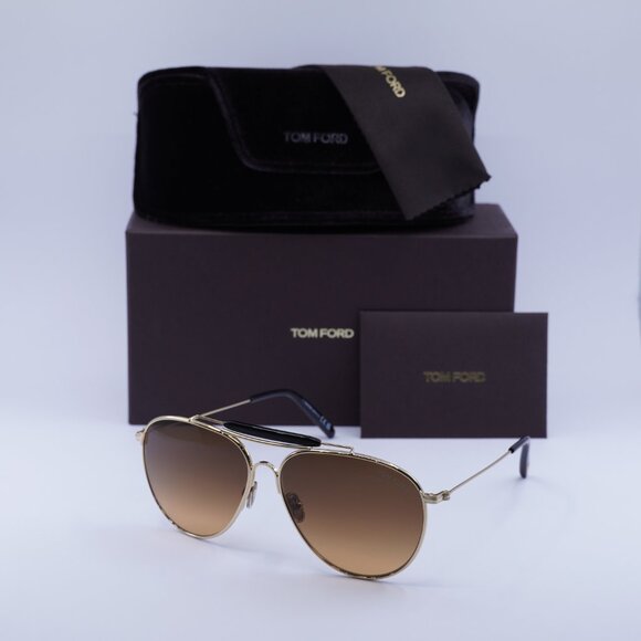 Tom Ford FT0995 32E Raphael Sunglasses Gold Aviator Frame, Brown Gradient Lenses - Picture 10 of 10
